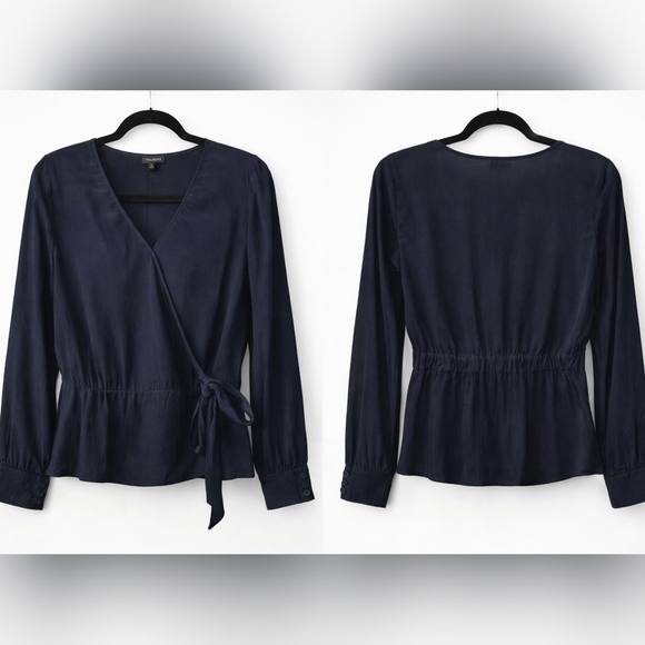 Talbots Tops - Talbots Navy Wrap Blouse
